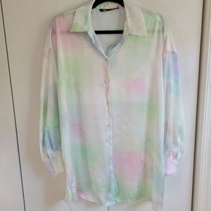 Zara oversized satin blouse